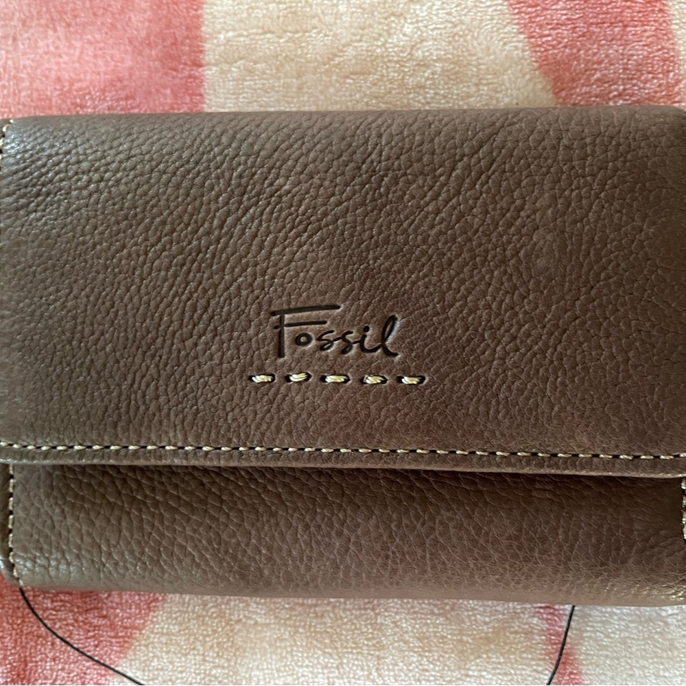 Fossil Popstitch Espresso NWT Wallet & Preowned Checkbook Wallet - Picture 2 of 16